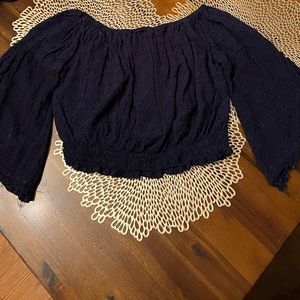 Navy Blue Off The Shoulder Top